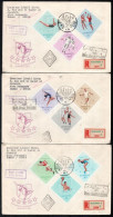 1965 Universiade Vágott Sor 3 Db Ajánlott FDC-n Szíriába - Other & Unclassified