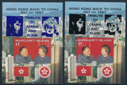 ** 1997 Hongkong Visszatérése Emlékív Pár Fekete és Kék Elvis és Diana Felülnyomással - Andere & Zonder Classificatie