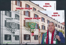 ** 2023 Orbán Viktor Miniszterelnök 60 éves 3 Db-os Emlékív Garnitúra Azonos 00025 Sorszámmal - Autres & Non Classés