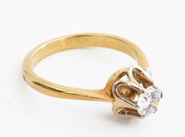 Arany (Au) 14K Gyűrű Gyémánttal, 0,63 Ct, Top Wesselton (G) SI2, Finom Fehér, Tanúsítvánnyal, Jelzett, Méret: 55,5, Brut - Other & Unclassified