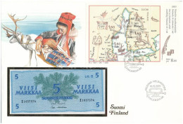 Finnország 1963. 5M Felbélyegzett Borítékban, Bélyegzéssel T:UNC Finland 1963. 5 Markkaa In Envelope With Stamp And Canc - Unclassified