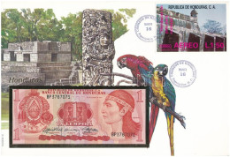 Honduras 1989. 1L Felbélyegzett Borítékban, Bélyegzéssel T:UNC Honduras 1989. 1 Lempira In Envelope With Stamp And Cance - Non Classificati