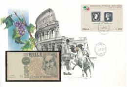 Olaszország 1982. 1000L Felbélyegzett Borítékban, Bélyegzéssel T:UNC Italy 1982. 1000 Lire In Envelope With Stamp And Ca - Sin Clasificación