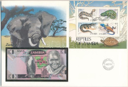 Zambia 1980-1988. 1K Felbélyegzett Borítékban, Bélyegzéssel T:UNC Zambia 1980-1988. 1 Kwacha In Envelope With Stamp And  - Zonder Classificatie