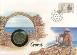 Ciprus 1983. 20c érmés Borítékban, Bélyegzéses Bélyeggel, Német Nyelvű Leírással T:UNC Cyprus 1983. 20 Cents In Coin Env - Unclassified