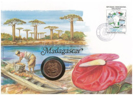 Madagaszkár 1992. 5A Acél Felbélyegzett Borítékon, Bélyegzéssel, Német Nyelvű Leírással T:UNC Madagascar 1992. 5 Ariary  - Ohne Zuordnung