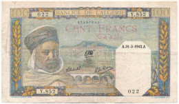Algéria 1942. 100Fr "022 Y.852" T:F Algeria 1942. 100 Francs "022 Y.852" C:F Krause P#88 - Sin Clasificación