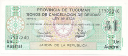 Argentína / Tucuman DN (1988.) 1A Helyi Bankjegy T:UNC Argentina / Tucuman ND (1988.) 1 Austral Local Banknote C:UNC Kra - Non Classés