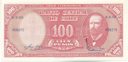 Chile 1960-1961. 100P Hátlapon "10c" Felülbélyegzéssel T:UNC Chile 1960-1961. 100 Pesos With "10 Centesimos" Overprint O - Unclassified