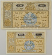 Skócia 1958. 5P "Bank Of Scotland, Bilsland & Watson" + 1967. 5P "Bank Of Scotland, Polwarth & Letham" T:F Apró Beszakad - Unclassified