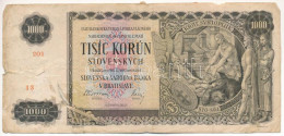 Szlovákia 1940. 1000K T:VG Ragasztónyom Slovakia 1940. 1000 Korun C:VG Gluemark Krause P#13 - Ohne Zuordnung