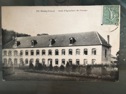 Crocq - Ecole D'agriculture Des Granges. Animée (une Personne Au Milieu Du Jardin). Circulée 1921 - Crocq