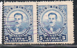 EL SALVADOR 1923 JOSE SIMEON CANAS Y VILLACORTA 5c USED USATO OBLITERE' - Salvador