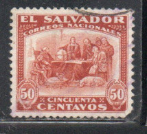 EL SALVADOR 1924 1925 COLUMBUS COLON AT LA RABIDA 50c USED USATO USADO OBLITERE' - Salvador