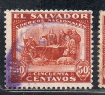 EL SALVADOR 1924 1925 COLUMBUS COLON AT LA RABIDA 50c USED USATO USADO OBLITERE' - Salvador