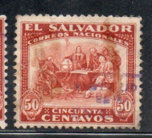 EL SALVADOR 1924 1925 COLUMBUS COLON AT LA RABIDA 50c USED USATO USADO OBLITERE' - Salvador