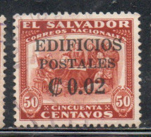 EL SALVADOR 1931 POSTAL TAX STAMPS COLUMBUS COLON AT LA RABIDA SURCHARGED EDIFICIOS POSTALES 2c On 50c USED USADO - Salvador