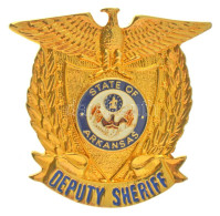 DN "Arkansas Deputy Sheriff" Aranyozott Fém Jelvény Német Nyelvű Tanúsítvánnyal T:UNC - Non Classés