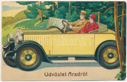 ** T2 Arad, Autós Kirándulás. Leporello 10 Kis Képpel / Automobile Trip. Leporellocard With 10 Mini Pictures - Non Classés