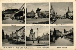 * T2/T3 1940 Kolozsvár, Cluj; Várhegy, Mátyás Király Szobra, Horthy Miklós út, Hitler Adolf Tér, Országzászló, Mátyás Ki - Non Classés