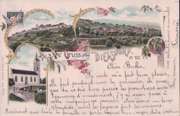 Gruss Aus Dielsdorf ZH, 3 Vues Et Fleurs (20.7.1899) - Dielsdorf