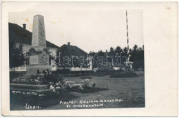 * T2/T3 Uzon, Usendorf, Ozun; Piactér, Hősi Emlékoszlop és Országzászló / Market Square, Heroes Monument, Hungarian Flag - Unclassified