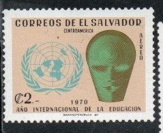 EL SALVADOR 1970 AEREO AIR POST MAIL AIRMAIL EDUCATION YEAR 2col MNH - Salvador