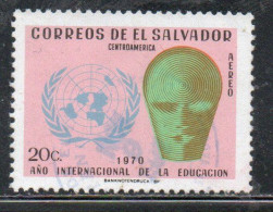 EL SALVADOR 1970 AEREO AIR POST MAIL AIRMAIL EDUCATION YEAR 20c USADO USED USATO OBLITERE' - Salvador