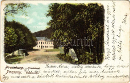 T3 1905 Pozsony, Pressburg, Bratislava; Vaskutacska Fürdő / Eisenbrünnel (Eisenbründl) / Zelezná Studienka / Spa (kopott - Ohne Zuordnung