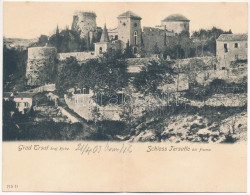 T2/T3 1903 Fiume, Rijeka; Grad Trsat Kraj Ricke / Schloss Tersatto - 2-tiled Folding Panoramacard (fl) - Non Classés