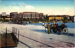 ** T2/T3 Pola, Pula; Arena Dal Molo Elisabetta / Amphitheatre With Molo. G. C. 1913/14. (EK) - Non Classificati