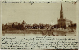 T2/T3 1902 Écska, Ecka; Gróf Harnoncourt Félix Kastély, Templom / Castle, Church. Photo (kis Szakadás / Small Tear) - Unclassified