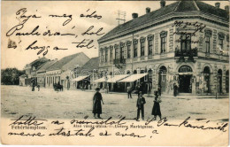 T4 1905 Fehértemplom, Ung. Weisskirchen, Bela Crkva; Alsó Vásár Utca, Johann Schömberl üzlete. Hepke Berthold Kiadása /  - Unclassified