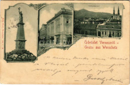 T2/T3 1899 (Vorläufer) Versec, Werschetz, Vrsac; Andrássy Sétány, Látkép, Emlékmű. Wilh. Wettl Kiadása / Promenade, Gene - Ohne Zuordnung