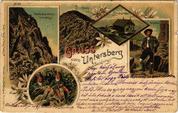 T3 1904 Salzburg, Gruss Vom Untersberg. Dopplersteig Auf Den Untersberg, Geieck, Untersberghaus, Bergführer / Mountain,  - Unclassified