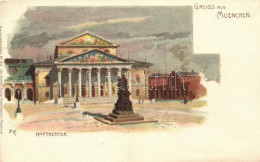 ** T2/T3 München, Hoftheater / Theatre, Kuenstlerpostkarte No. 1016. Von Ottmar Zieher, Litho S: P. Kraemer (EK) - Ohne Zuordnung