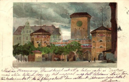 T2/T3 1899 München, Isarthor / Gate, Velten's Künstlerpostkarte No. 85. Litho S: Kley (EK) - Sin Clasificación