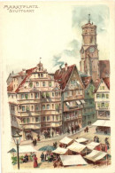 ** T1/T2 Stuttgart, Marktplatz / Market Square, E. Nister's Litho S: P. Schnorr - Non Classés