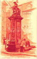 ** T1 Würzburg, Fischmarkt / Fish Market, Statue, Würzburger Motivkarte No. 208. Litho - Zonder Classificatie