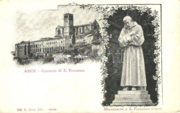 ** T2 Assisi, Convento Di S. Francesco, Monumento A S. Francesco / Convent And Statue, Floral - Non Classificati