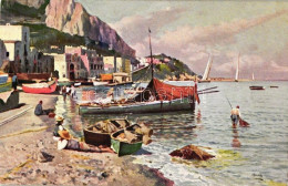 ** T1 Naples, Napoli; Marina Grande / Port, Art Postcard, Artist Signed - Ohne Zuordnung