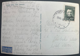 Slovakia 1940  Postcard High Tatras Vysoke Tatry Tatranska Lomnica 25.7.1940 Slovakotour Sticker - Lettres & Documents