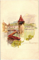 ** T2 Lucerne, Luzern; Wasserthurm / Water Tower, Vouga & Cie No. 21. Litho - Unclassified