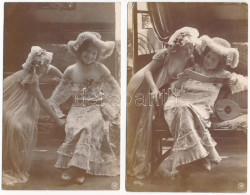 * 2 Db Régi Erotikus Hölgy Képeslap / 2 Pre-1945 Erotic Lady Postcards - Unclassified