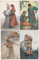 ** 4 Db Régi Orosz Művész Képeslap S. Solomko Aláírással / 4 Pre-1945 Russian Art Postcards Signed By S. Solomko - Non Classificati