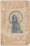 * T3/T4 1900 Kislány ázsiai Ruhában. Czigány Panna (Czinka Panna) Vers / Girl In Asian Style Dress (16,5 X 10,5 Cm) (EM) - Unclassified
