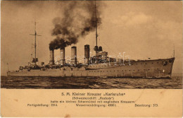 ** T2/T3 SM Kleiner Kreuzer "Karlsruhe" / WWI German Navy (Kaiserliche Marine) Light Cruiser. Marine-Erinnerungs Karte N - Zonder Classificatie