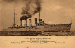 ** T2/T3 SM Kleiner Kreuzer "Karlsruhe" / WWI German Navy (Kaiserliche Marine) Light Cruiser. Marine-Erinnerungs Karte N - Unclassified