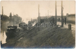 * T3 1928 Budapest III. Óbuda, Magyar Királyi Folyamőrség Hajórajának Kifutása A Kikötőből / Hungarian River Guard Ships - Unclassified