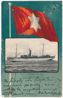 T3/T4 1908 Hegedűs Sándor Egycsavaros Tengeri Személy és áruszállító Gőzhajó. Szecessziós Zászlós Litho / Ungarische-Kro - Ohne Zuordnung